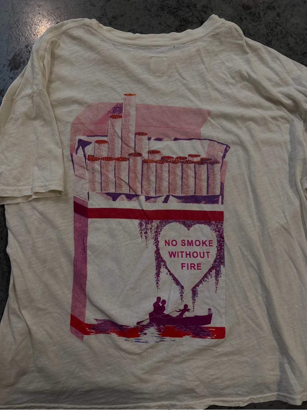 Boys Low Graphic White Tee with Pink & Purple Print - No Brand